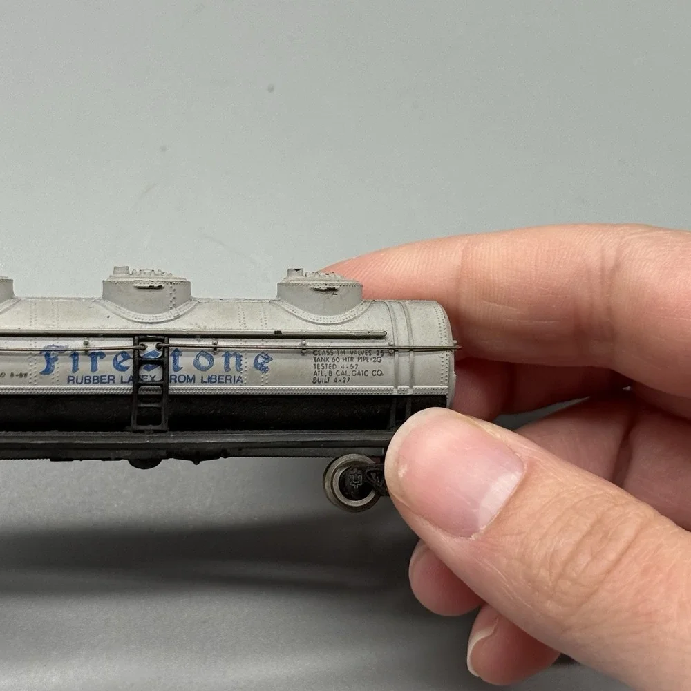 Vintage Bachmann N Scale Firestone GATX 30928 Tank Car Silver Freight Car